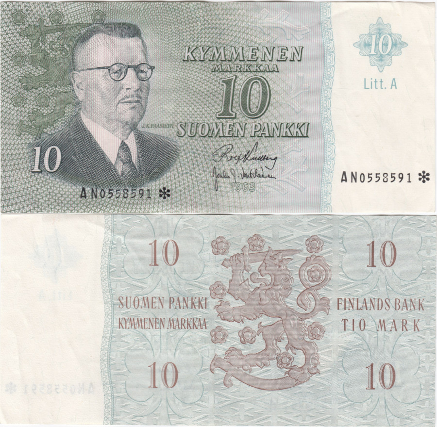 10 Markkaa 1963 Litt.A AN0558591*